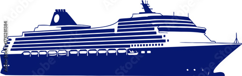majestic ocean liner a classic blue silhouette for travel branding, isolated on transparent background