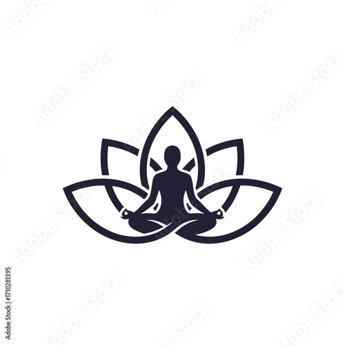 Vector illustration of person in lotus yoga meditation pose