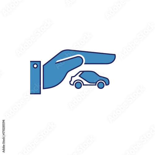 Car safety and safe ride icon for transport protection concept