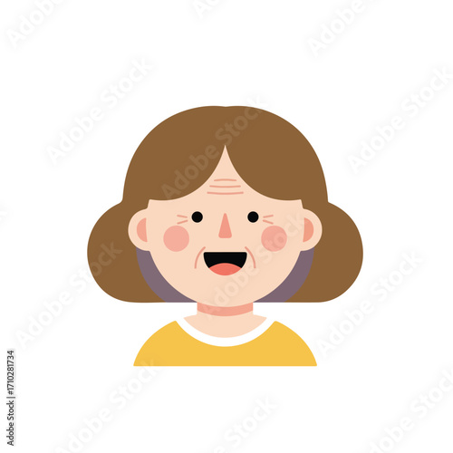 Simple Vector Illustration of a Happy Grandmother