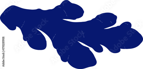 midnight blue organic leaf elegant graphic for eco branding, isolated on transparent background