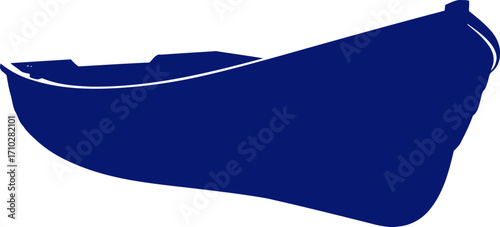 midnight blue rowboat coastal serenity, nautical graphic, isolated on transparent background