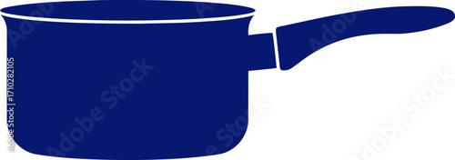 midnight blue saucepan simple illustration for culinary branding, isolated on transparent background