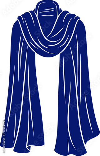 midnight blue shawl graphic for elegant fashion and winter designs, isolated on transparent background