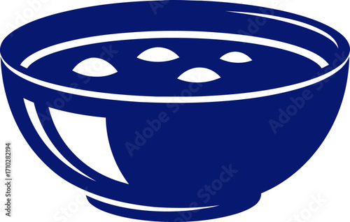 midnight blue soup bowl a serene icon for restaurant branding, isolated on transparent background