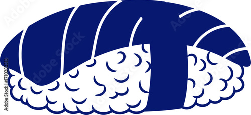 midnight blue sushi elegant graphic, japanese cuisine design, isolated on transparent background