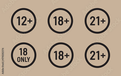 Age restriction symbols indicating minimum age requirements for access