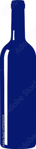 midnight blue wine bottle elegance, simplicity, and vintage charm graphic, isolated on transparent background