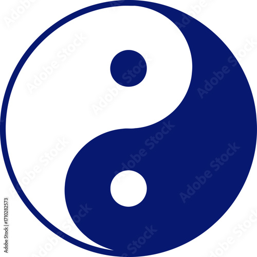 midnight blue yin yang harmony, balance, and duality graphic, isolated on transparent background