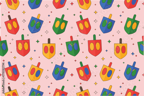 Colorful dreidel seamless pattern for hanukkah holiday