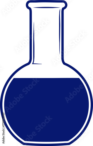 mysterious dark blue liquid a contemplative erlenmeyer flask for science designs, isolated on transparent background