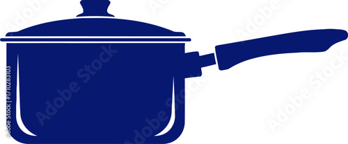 navy blue saucepan a culinary icon, simple elegance graphic, isolated on transparent background