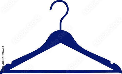 navy blue wooden coat hanger simple elegance for fashion branding, isolated on transparent background