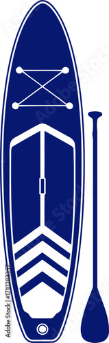 paddleboarding icon elegant navy blue sup graphic, isolated on transparent background