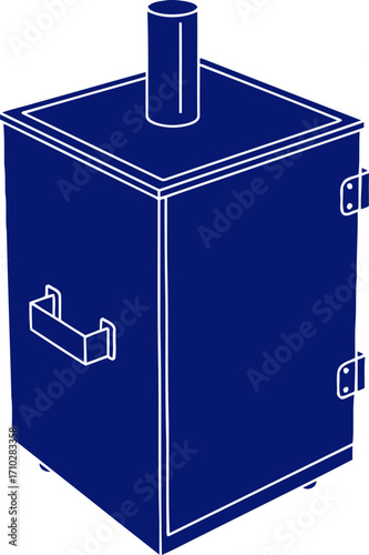 portable outdoor smoking box midnightblue enamel steel design, isolated on transparent background