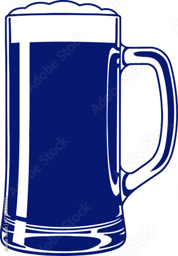 refreshing blue beer stein crisp graphic for brewery designs, isolated on transparent background