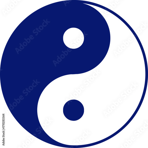 navy blue yin yang a icon of harmony and balance for design projects, isolated on transparent background