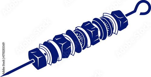 savory blue kebabs a delicious graphic for summer bbq branding, isolated on transparent background