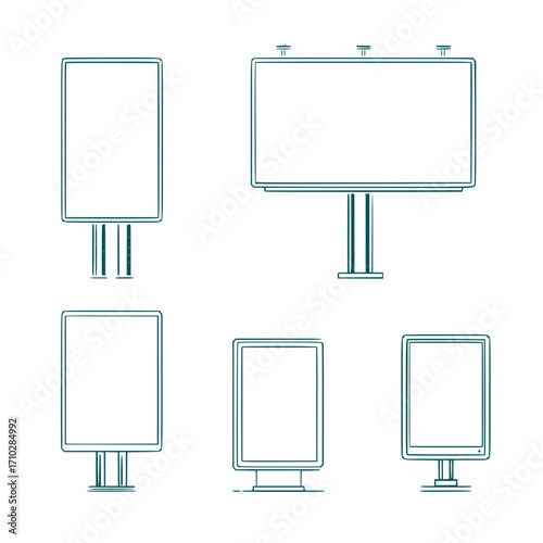 Blank billboards ready for advertising campaigns, marketing visuals, and promotional content, modern design