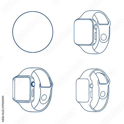 Modern smartwatch design with different perspectives perfect for technology and product marketing