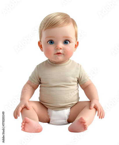 Baby boy in diapers, created with Generative AI.