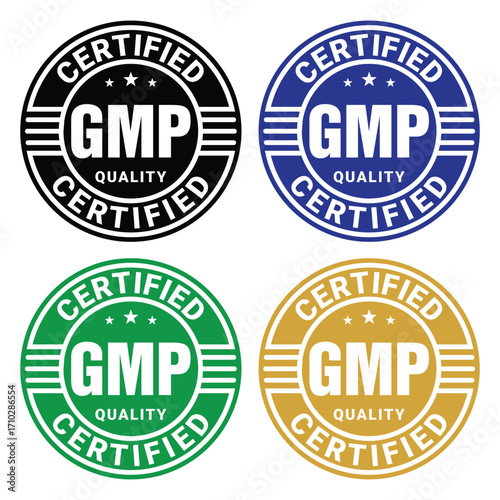 GMP quality certificate logo design vector illustration on transparent background