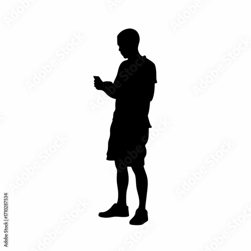 Silhouette of person registering for organ donation on mobile phone isolated on white background