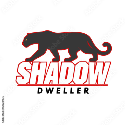 Sleek black panther prowls above bold "SHADOW DWELLER" text, evoking power and mystery.