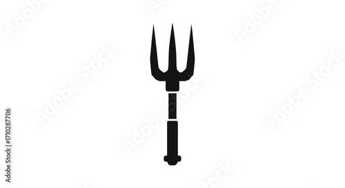 Black three pronged garden fork tool.