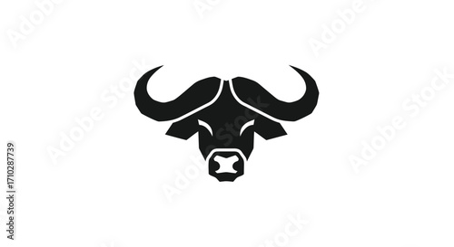Black Buffalo Head Silhouette Logo Design.