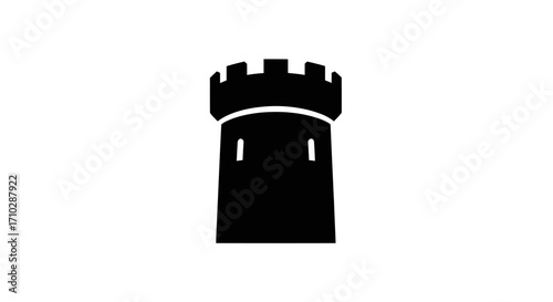 Black silhouette of a medieval castle tower.