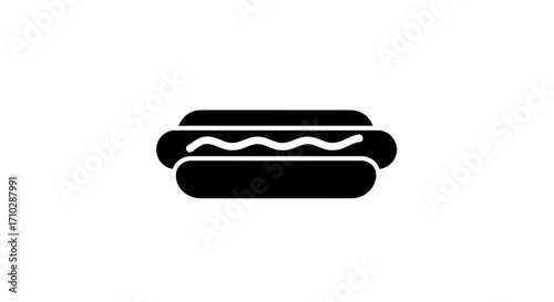 Hot dog, fast food, simple icon, food item, simple graphic, delicious meal.