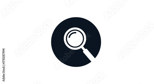 Magnifying glass icon inside a dark circle for search and find.