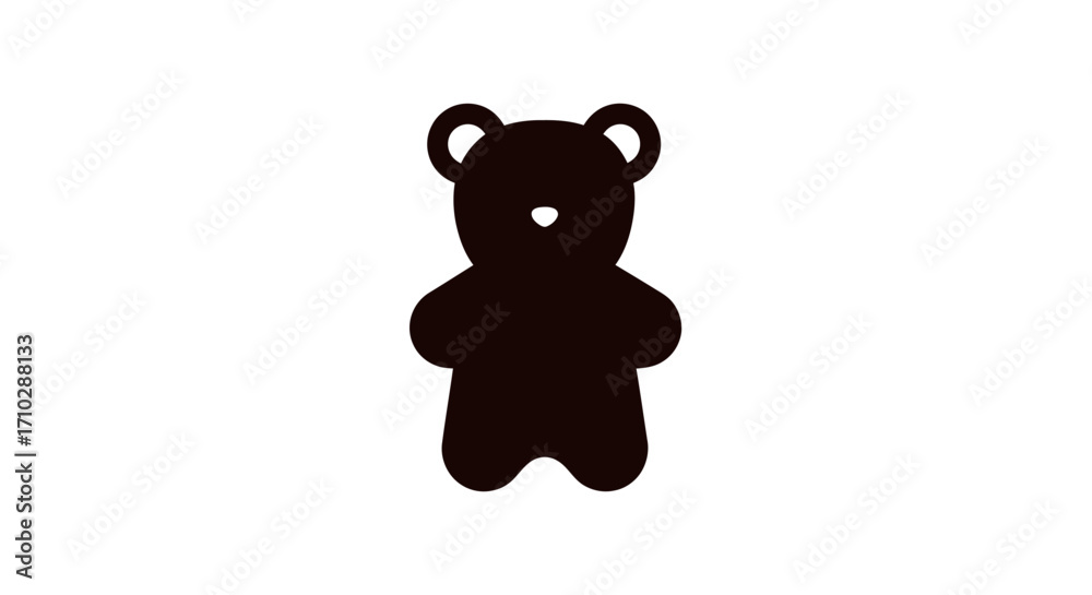 Naklejka premium Black teddy bear simple icon illustration.