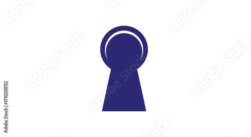 Dark Blue Keyhole Silhouette on White Background.