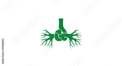 Green lungs and heart intertwined, symbolizing health and natures connection.