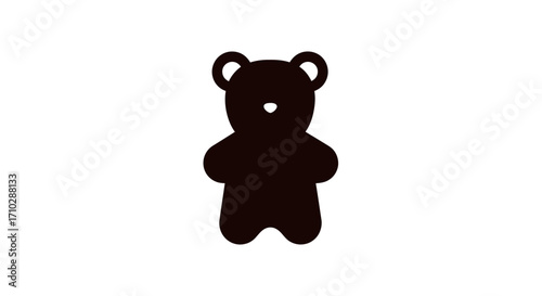 Black teddy bear simple icon illustration.