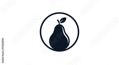 Simple Silhouette of a Pear in a Circle.