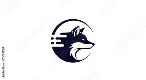 Modern Dark Fox Head Logo Design Abstract Geometric Style.