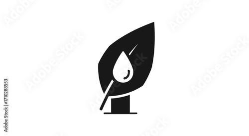 Leaf with Water Drop - Symbol of Natural Hydration and Plant Health.