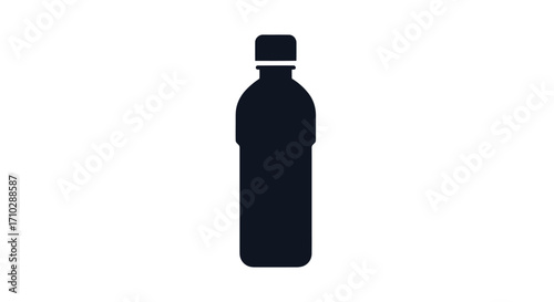 Black Silhouette of a Plastic Bottle.