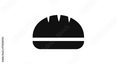 Simple black silhouette icon of a round bread loaf.