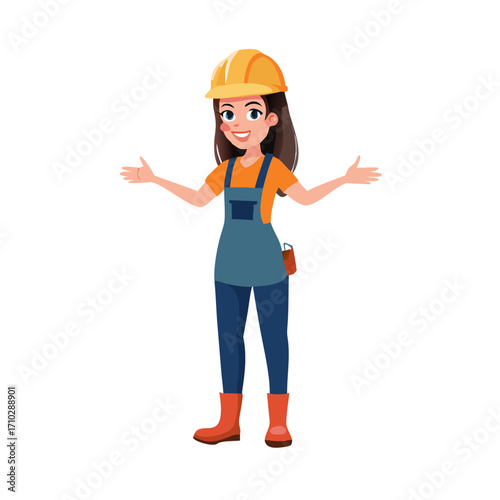Pretty young woman constructor in flat style. Parts of body legs and arms , face emotions, haircuts and hands gestures. Vector cartoon girl character