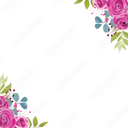 wedding frame with beautiful rose bouquet decoration vector greetings 