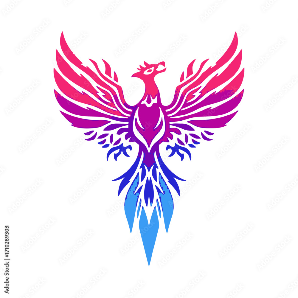 Obraz premium Vibrant phoenix emblem symbolizing rebirth and strength in dynamic gradient colors