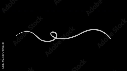 Organic hand drawn flowing line animation with alpha channel, transparent sketch stroke for motion graphics and overlays