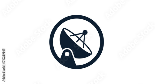 Modern satellite dish icon symbolizing communication technology and data transmission.