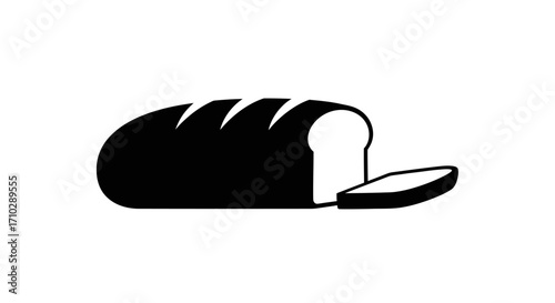Simple black and white illustration of a sliced loaf of bread.