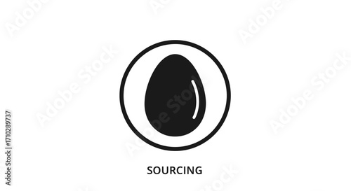 Black egg icon symbolizing business sourcing and procurement process.