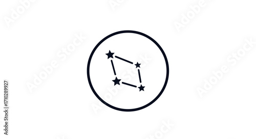 Simple Black Star Constellation Graphic Symbol.